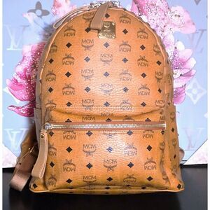 MCM Studded Cognac Backpack